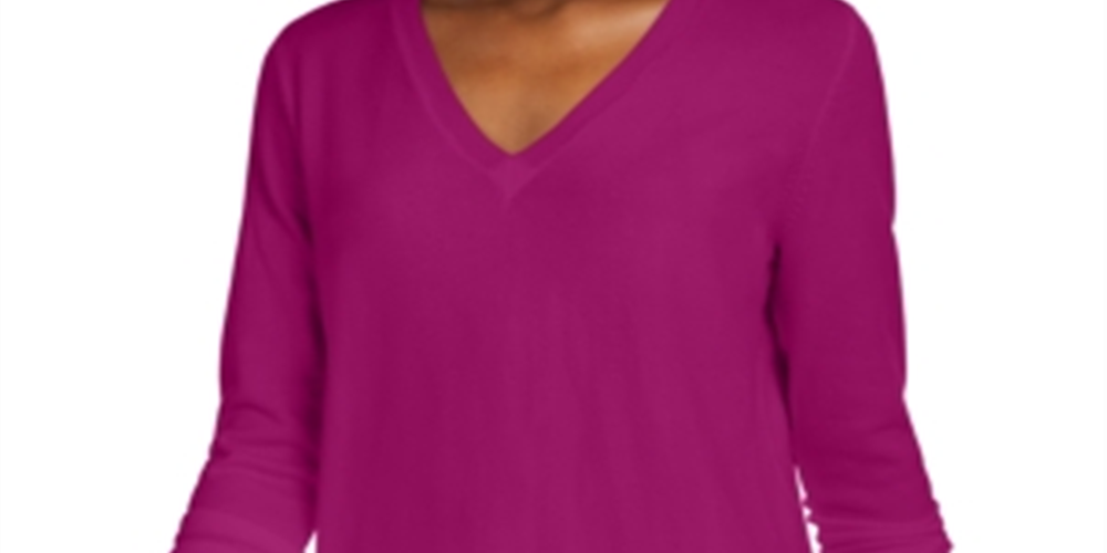 Maison Jules Women's V Neck Sweater Pink Size XX-Large