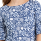 Charter Club Women's Printed Knit Ruffle Sleeve Top Blue Size Medium
