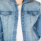 INC International Concepts Women's Cropped Rhinestone Jean Jacket Blue Size Small