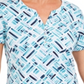 Karen Scott Women's Printed Short Sleeve Henley Top Aqua Size S