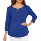 Karen Scott Women's Cotton Lace up T-Shirt Blue Size Small