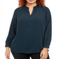 Anne Klein Women's Plus Dot Print Top Black Size 1X