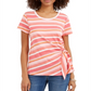Style & Co Women's Striped Tie Side Top Pink Size Large