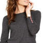 Charter Club Women's Merino Wool Button Cuff Crewneck Sweater Gray Size Large