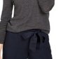 Charter Club Women's Merino Wool Button Cuff Crewneck Sweater Gray Size Large