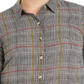 Charter Club Women's Plus Roll Sleeve Plaid Shirt Black  Size 3XL