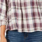 Style & Co Women's Plaid Split Neck Top Purple Size X-Small