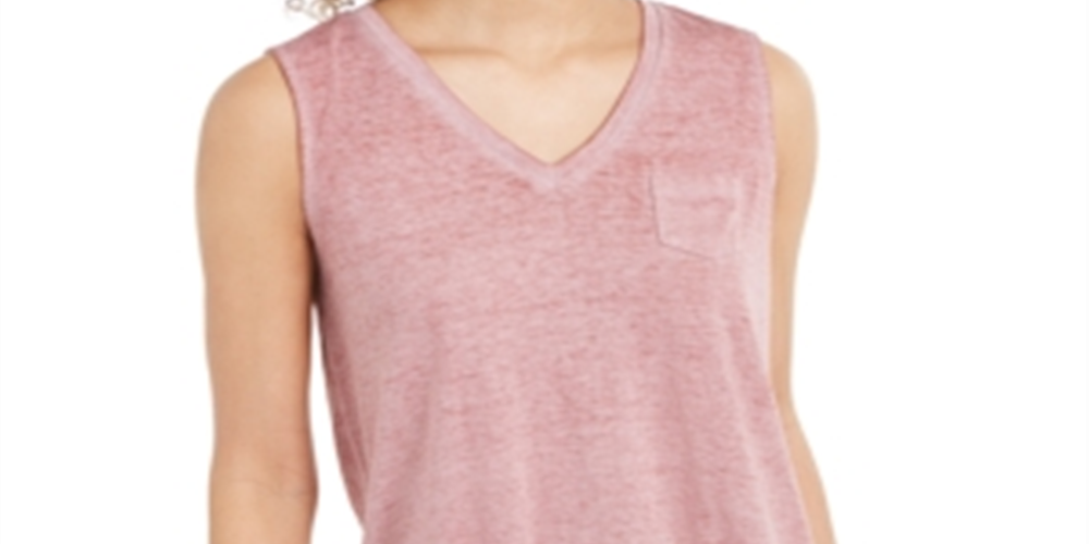 Style & Co Women's Chest Pocket Burnout Top Purple Size Small