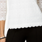 Charter Club Women's Lace 3/4 Sleeve Top White Size Petite Small