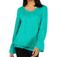 Style & Co Women's Smocked Hem Top Peacock Green Size Small