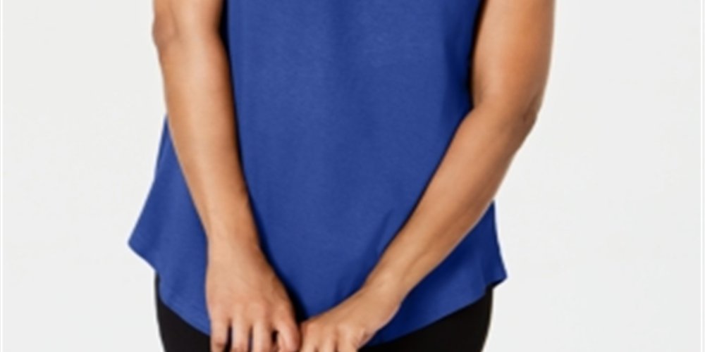 JM कलेक्शन वुमन कोल्ड शोल्डर स्विंग टी-शर्ट ब्लू साइज स्मॉल