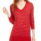 Maison Jules Women's Skinny Striped Pullover Sweater Red Size XX-Large