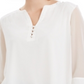 Charter Club Women's Sheer Sleeve Top White Size S