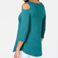 JM Collection Women's Cold Shoulder Top Green Size Medium