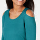 JM Collection Women's Cold Shoulder Top Green Size Medium