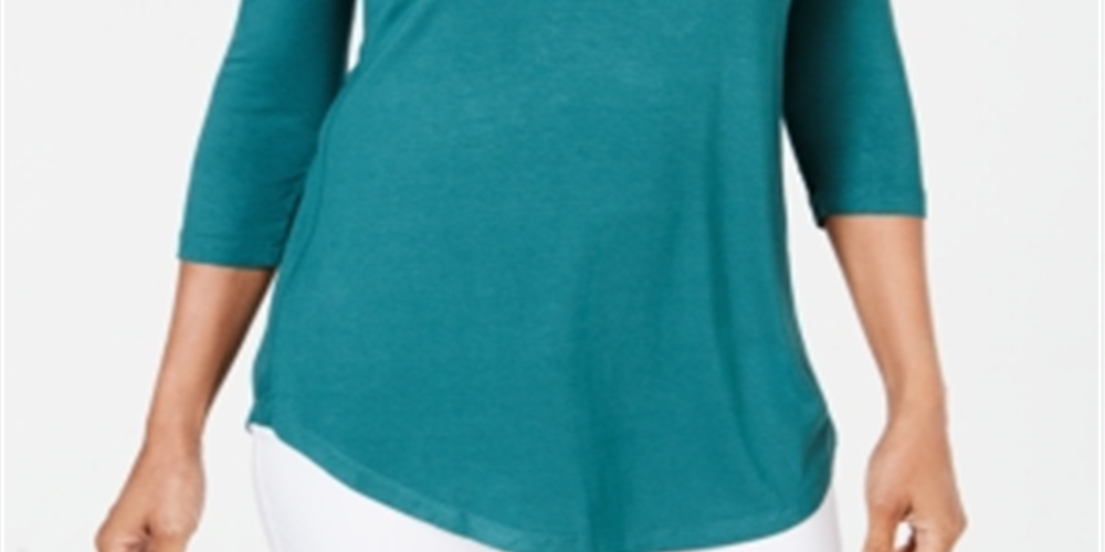 JM Collection Women's Cold Shoulder Top Green Size Medium