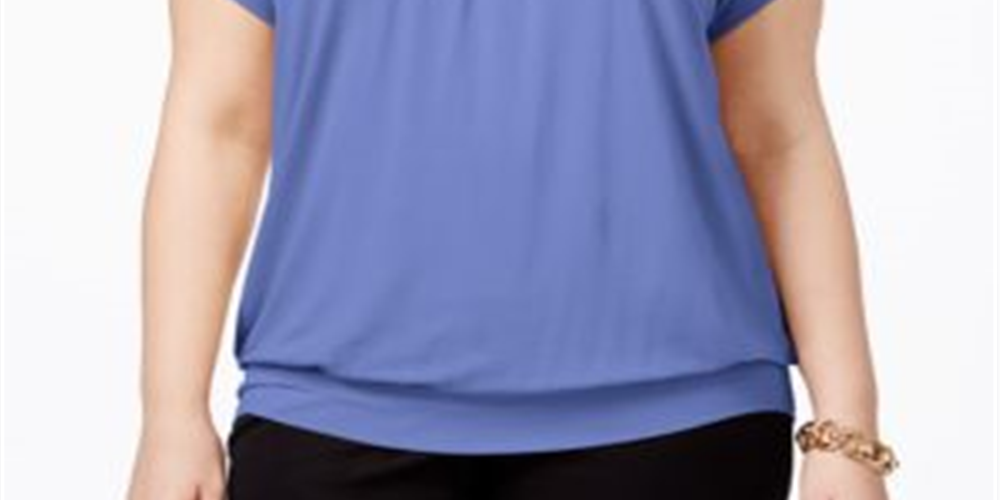 JM Collection Women's Plus Blouson Top Purple Size 1X