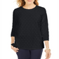 Karen Scott Women's Sport Textured Dot 3/4 Sleeve Top Black Size Small