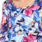 JM Collection Women's Ascension Flora Printed 3/4 Sleeve T-Shirt Blue Size X-Small