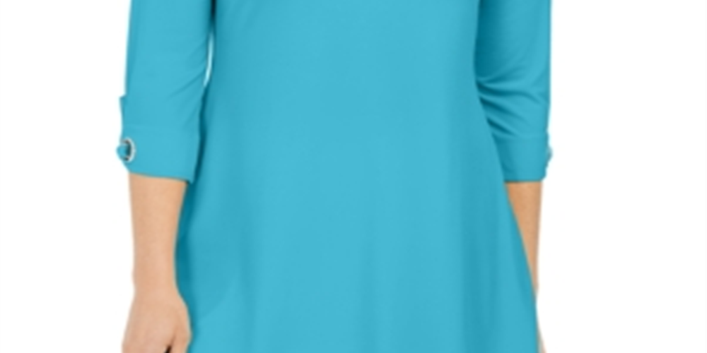 JM Collection Women's Grommet Cold Shoulder Tunic Blue Size Small