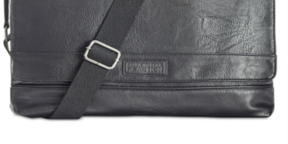 Kenneth Cole Reaction Men's Pebbled Messenger Bag Black One Size