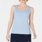 Karen Scott Women's Square Neck Cotton Tank Top Blue Size Small