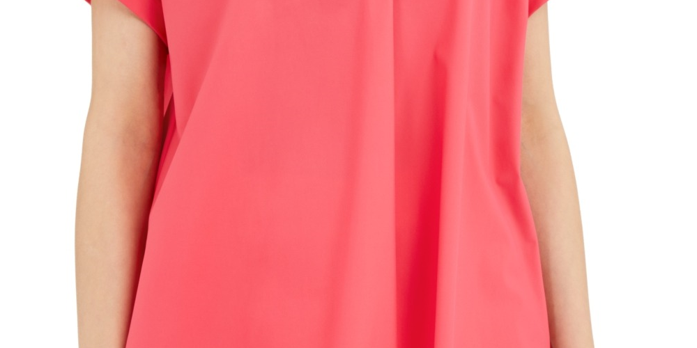 Alfani Women's Peony Split Neck Jersey Blouse Pink Size Petite Large