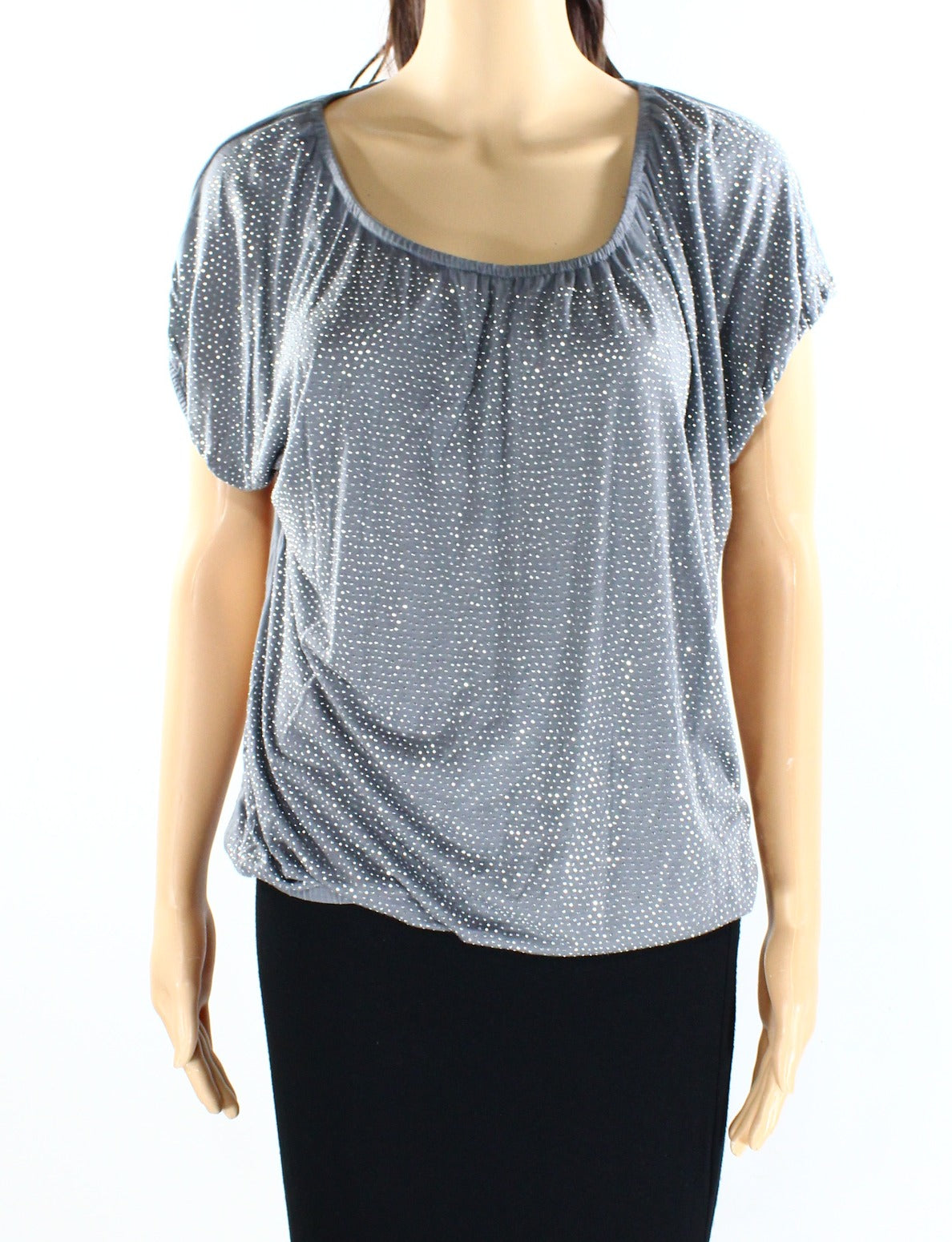 Style & Co Women's Tiered Sleeve Long Sleeve Top Gray Size Medium