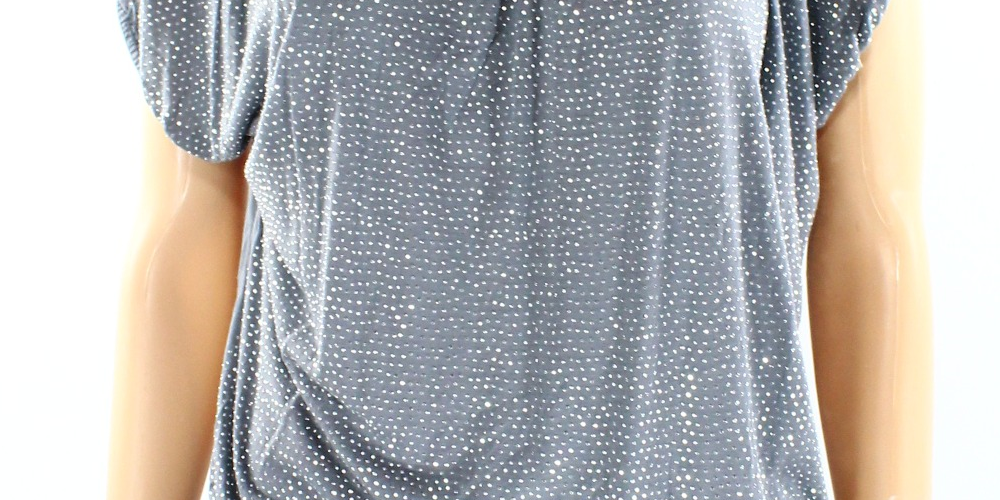Style & Co Women's Tiered Sleeve Long Sleeve Top Gray Size Medium