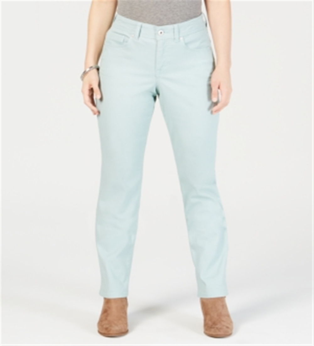 Style & Co Women's Tummy Control Straight Leg Fashion Jeans Aqua Mint Size  6