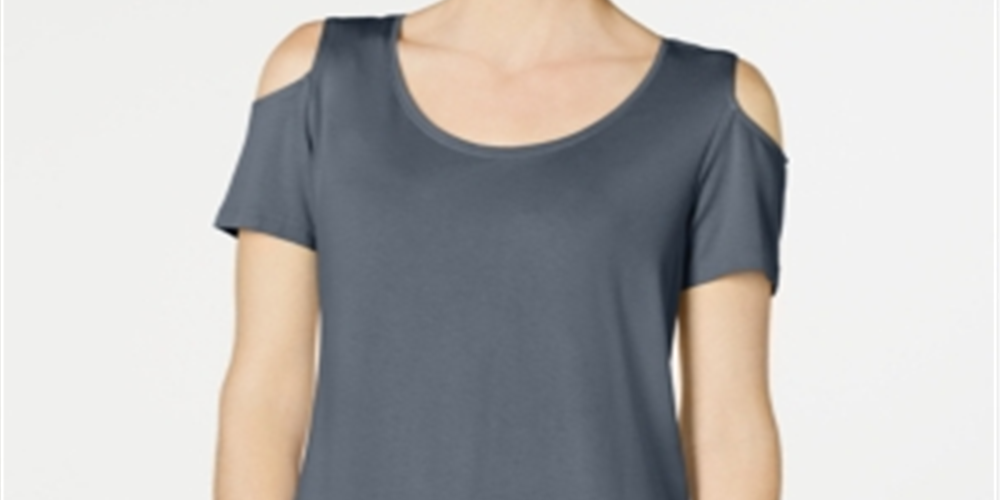 JM Collection Women's Cold Shoulder Swing T-Shirt Blue Size Medium