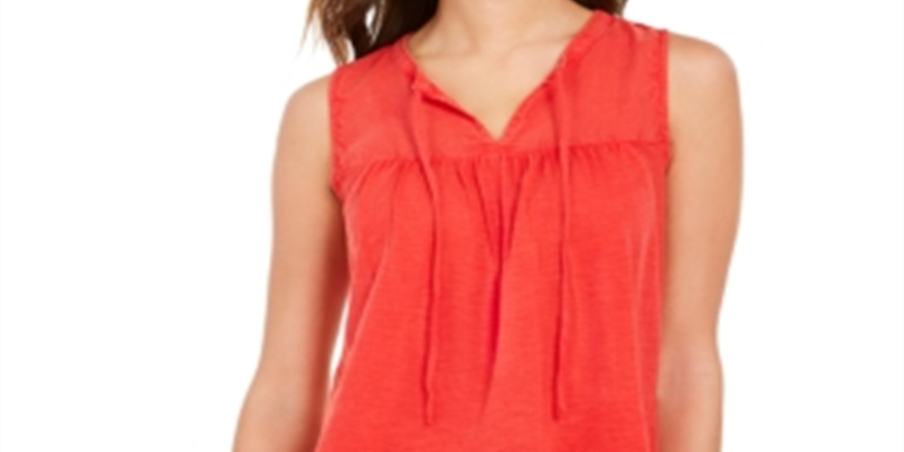 Style & Co Women's Cotton Sleeveless Peasant Top Red Size Medium