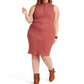 Planet Gold Women's Trendy Plus Sleeveless Zip Front Sweater Dress Brown Size 3X