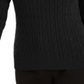 Charter Club Women's Textured Embellished Patterned Long Sleeve Jewel Neck Sweater Black Size X-Small