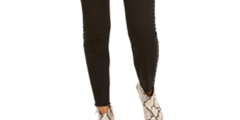 INC International Concepts Women's Studded Skinny Jeans Black Size 14
