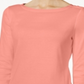 Charter Club Women's Pima Cotton Boat Neck Button Shoulder Top Orange Size Large