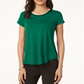 Alfani Women's Satin Trim Back Pleat Top Green Size Petite XL