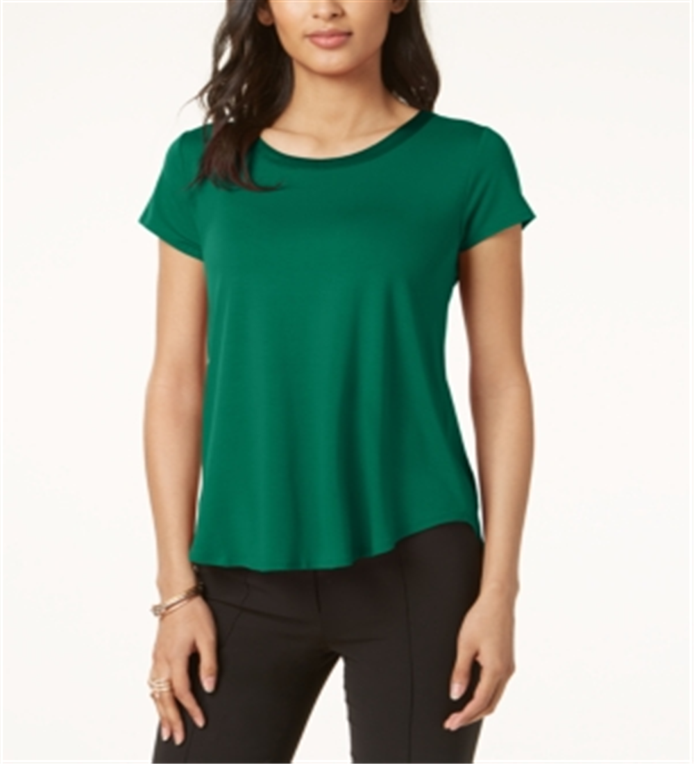 Alfani Women's Satin Trim Back Pleat Top Green Size Petite XL