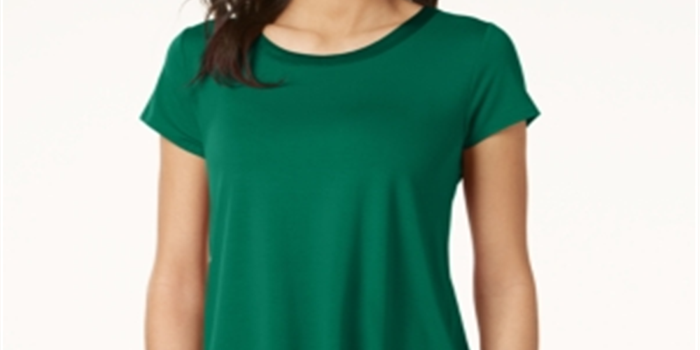 Alfani Women's Satin Trim Back Pleat Top Green Size Petite XL