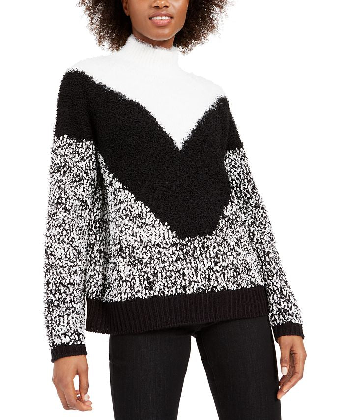 Bar III Women's Textured Turtleneck Sweater Black Size -L