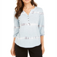 Style & Co Women's Cotton Tie Dyed Henley Top Blue Size Petite S