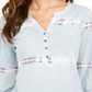 Style & Co Women's Cotton Tie Dyed Henley Top Blue Size Petite S