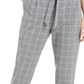 Calvin Klein Women's Slim Fit Belted Windowpane Pants Gray Size 12