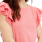 Maison Jules Women's Mini Stripe Flutter Sleeve Knit Top Coral Size XS