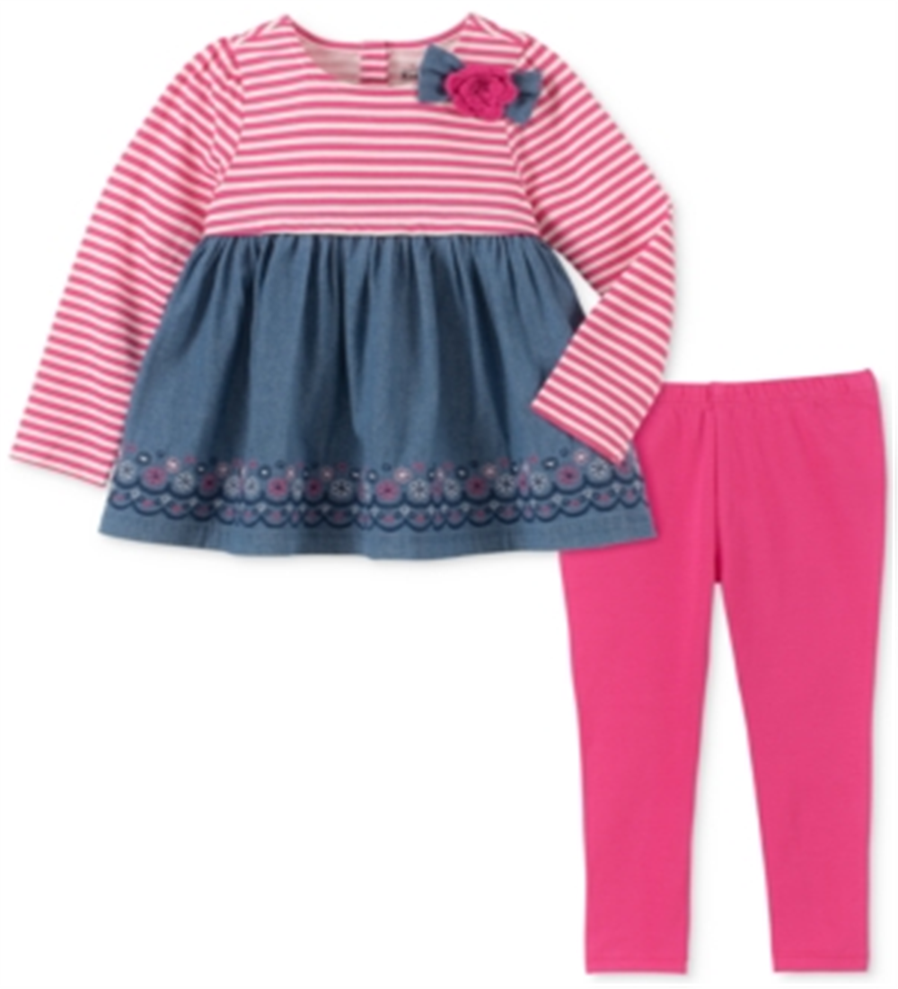 Kids Headquarters Little Girl's Floral Chambray Tunic & Leggings Set Pink Size 6X