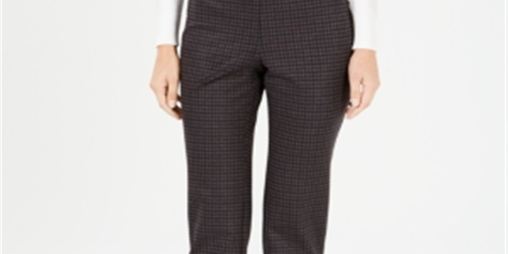 Charter Club Women's Pull on Ankle Pants Maroon Checker Size 2 Petite
