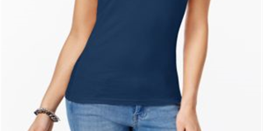 Planet Gold Junior's V Neck T-Shirt Blue Size Medium