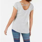 Ideology Women's  Short Sleeve T-Shirt Top Grey Size L