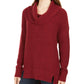 Style & Co Women's Textured Long Sleeve Cowl Neck Sweater Maroon Size PP