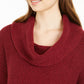 Style & Co Women's Textured Long Sleeve Cowl Neck Sweater Maroon Size PP